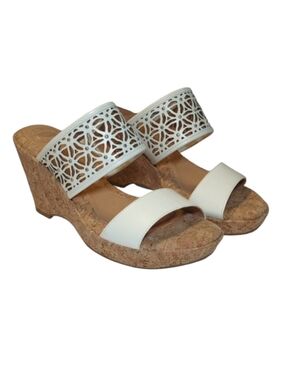 Nurture Alea Cloud White Laser Cut Wedge Heels Size 8